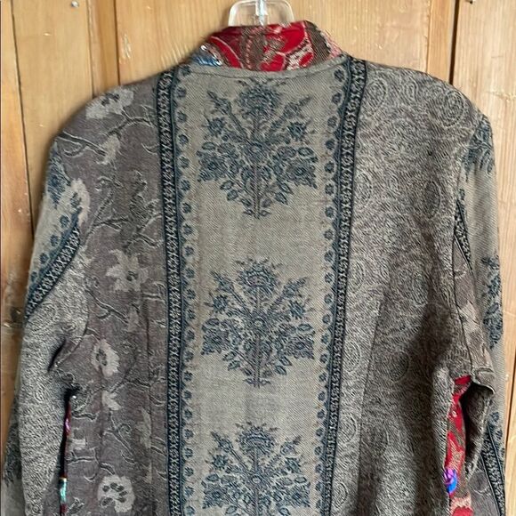 Anu open front beaded embroidered Patchwork Jacquard wool Jacket - Picture 7 of 11